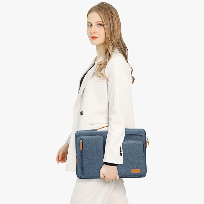MOSISO 360 Protective Laptop Case 13 inch, 13 inch Laptop Sleeve Compatible with MacBook Air M4 M3 M2 M1 2025-2018/Pro M2 M1 2025-2016, Side Open Carrying Case with 4 Zipper Pockets&Handle, Haze Blue
