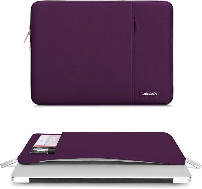 MOSISO Laptop Case 13.3 inch, 13-13.3 inch Laptop Sleeve Compatible with MacBook Air/Pro 13 / Pro 14, HP Dell ASUS Lenovo Notebook, Polyester Vertical Computer Sleeve Bag with Pocket, Magenta Purple