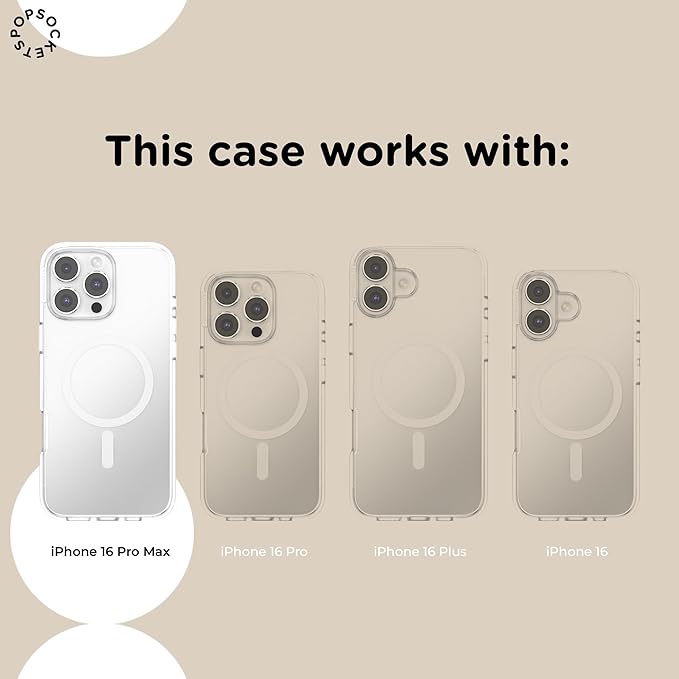 PopSockets iPhone 16 Pro Max Phone Case w/MagSafe Grip- Cottage Tutu Blue | Magnetic, Wireless Charging, Camera & Drop Protection, Light Blue, Baby, Flower, Floral