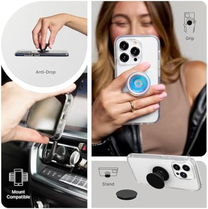 PopSockets iPhone 13 Phone Case with MagSafe- Sweet Heart Blue | Magnetic, Wireless Charging, Camera & Drop Protection, Blue, Phone, Women