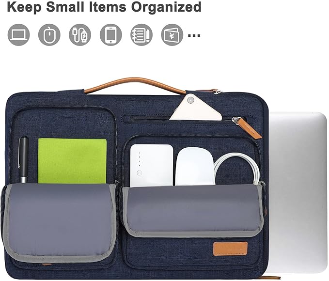 MOSISO 360 Protective Laptop Case 15 inch, 15 inch Laptop Sleeve Compatible with MacBook Air M4 M3 M2 2025 2024 2023, Dell XPS Plus, Side Open Carrying Case with 4 Zipper Pockets&Handle, Navy Blue