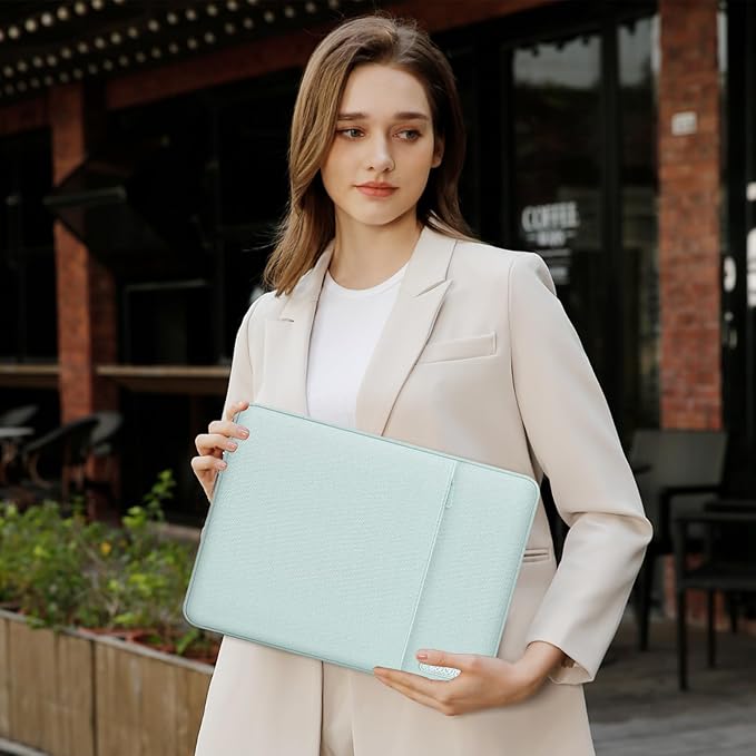 MOSISO Laptop Case 12.3 inch, 11.6-12.3 inch Laptop Sleeve Compatible with MacBook Air 11.6, Acer HP Dell Lenovo Samsung, Surface Pro, Polyester Vertical Computer Sleeve Bag with Pocket, Mint Green