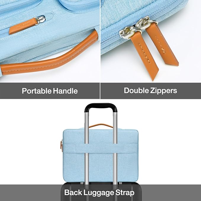 MOSISO 360 Protective Laptop Case 15 inch, 15 inch Laptop Sleeve Compatible with MacBook Air M4 M3 M2 2025 2024 2023, Dell XPS Plus, Side Open Carrying Case with 4 Zipper Pockets&Handle, Air Blue