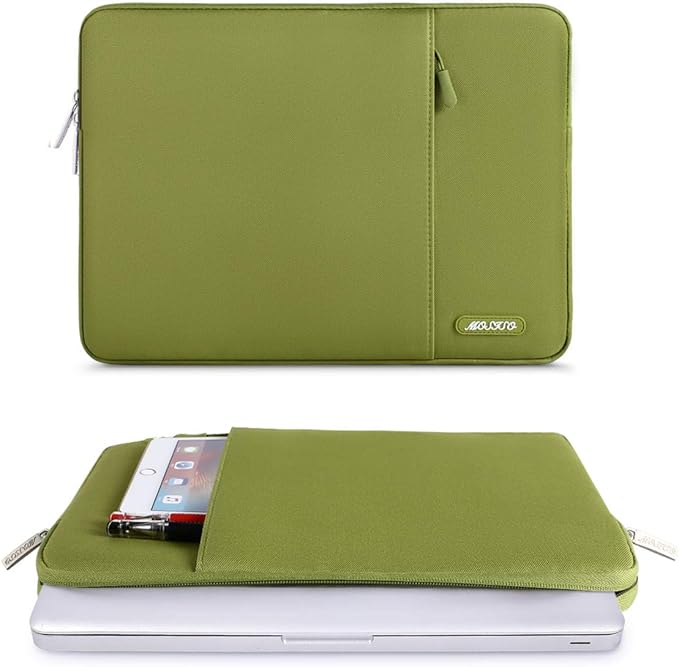 MOSISO Laptop Case 13.3 inch, 13-13.3 inch Laptop Sleeve Compatible with MacBook Air/Pro 13 / Pro 14, HP Dell ASUS Lenovo Notebook, Polyester Vertical Computer Sleeve Bag with Pocket, Chartreuse