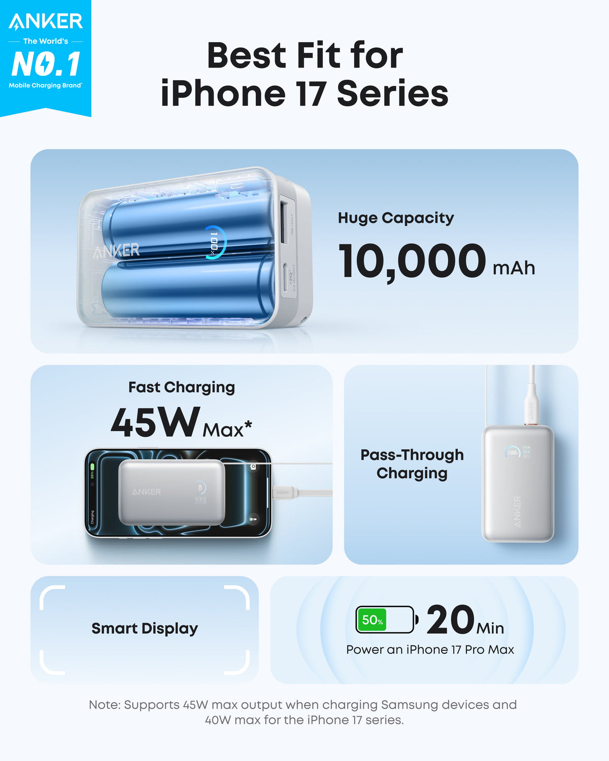 Anker Nano Power Bank (10K, 45W, Built-In Retractable USB-C Cable)